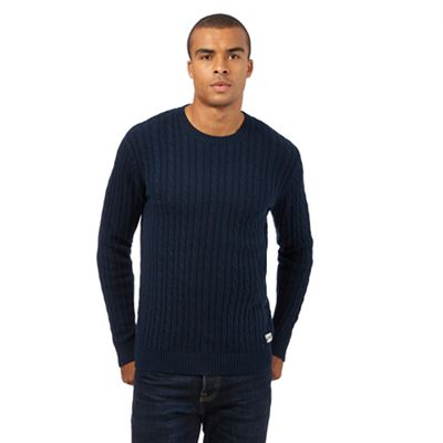 St George by Duffer Navy cable knit jumper